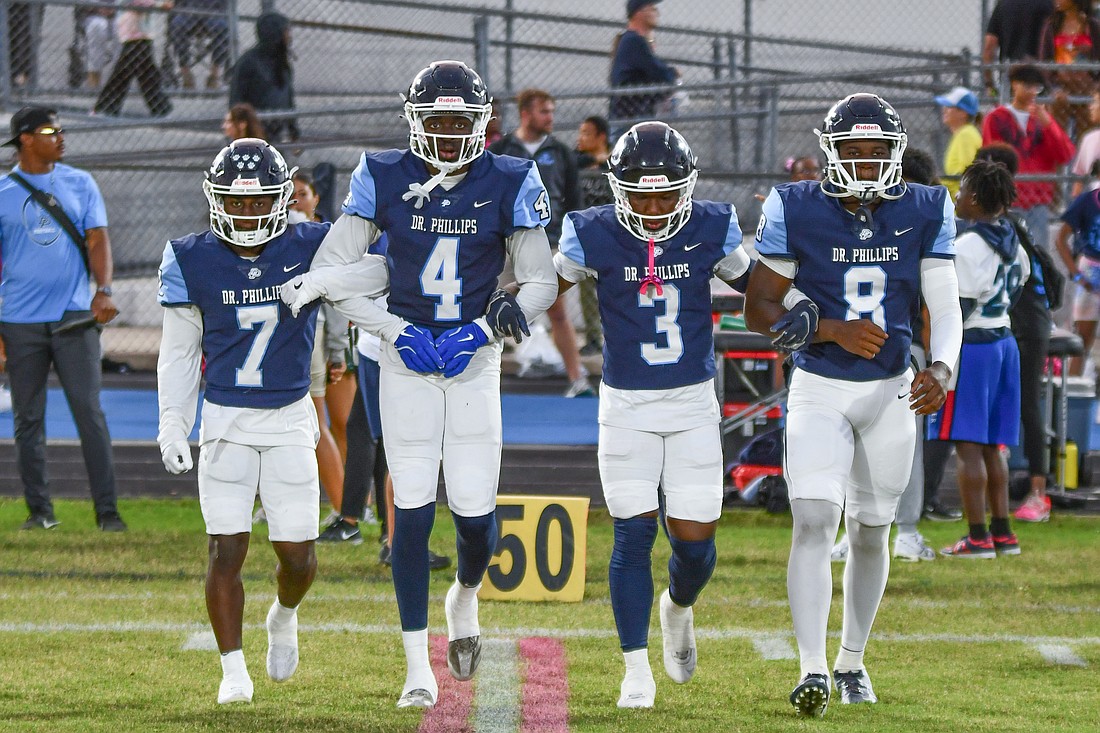 Dr. Phillips football's captains for the Panthers' Week Nine game against Edgewater took the field for the coin toss.