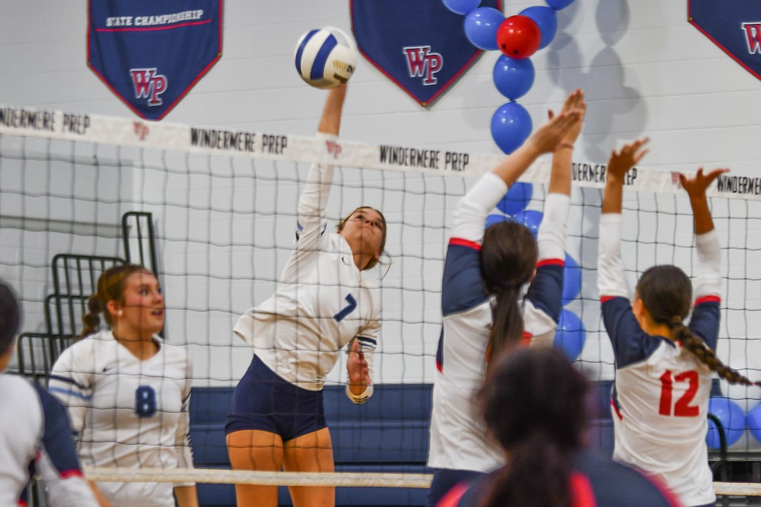 Foundation Academy girls volleyball senior Madison Krause (No. 7) has led the Lions 16-3 regular season record.