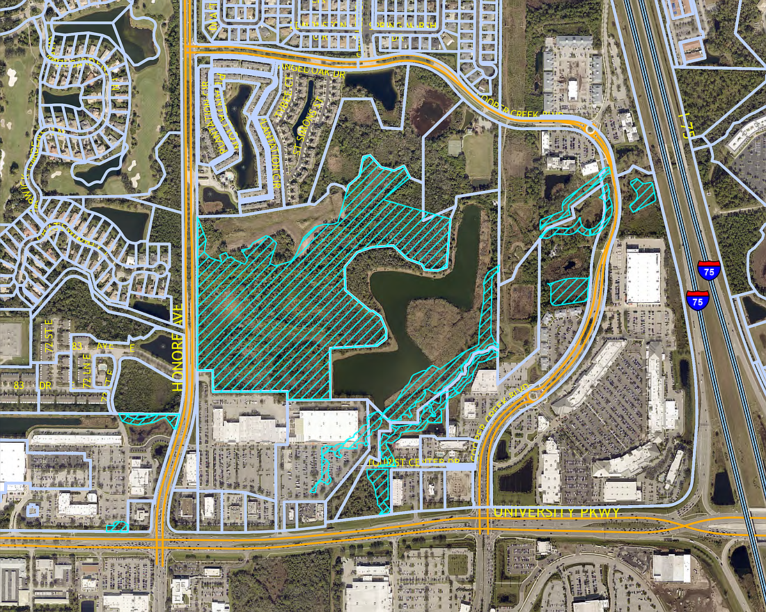 The 14 easements that equal approximately 54 acres are highlighted in green.