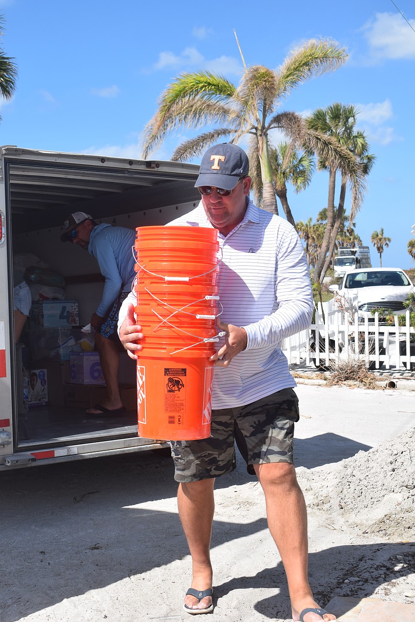 Milton High School parent Jack Berube drove from Milton, Georgia to bring supplies for hurricane relief to Longboat Key.