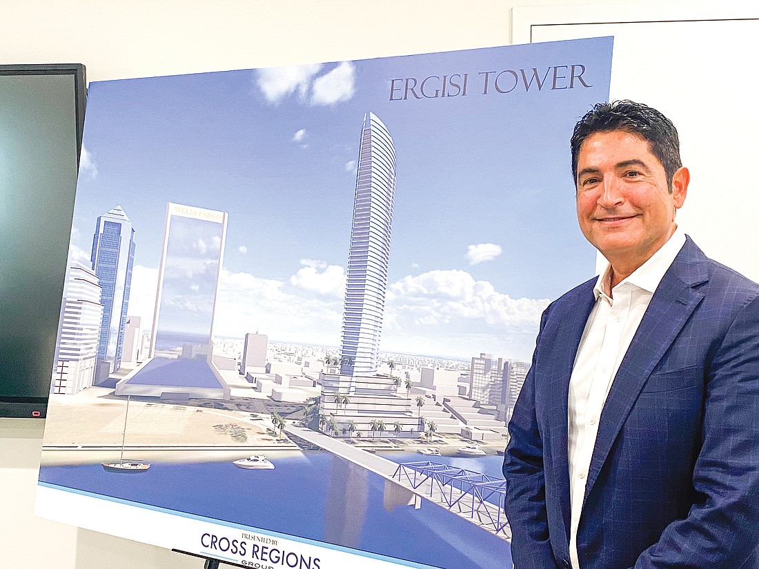 Cross Regions Group President and CEO David Ergisi plans to build a condo tower in Downtown Jacksonville east of Riverfront Plaza and west of the Hyatt Regency Jacksonville Riverfront garage that would be taller than the Bank of America Tower about three blocks away.