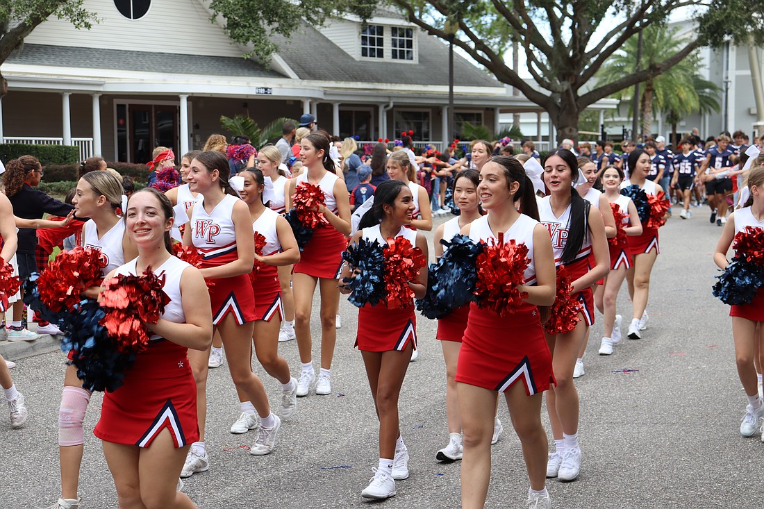 Windermere Prep cheerleaders marched down the campus roads. (Photo courtesy of Laura Grande, Windermere Prep)