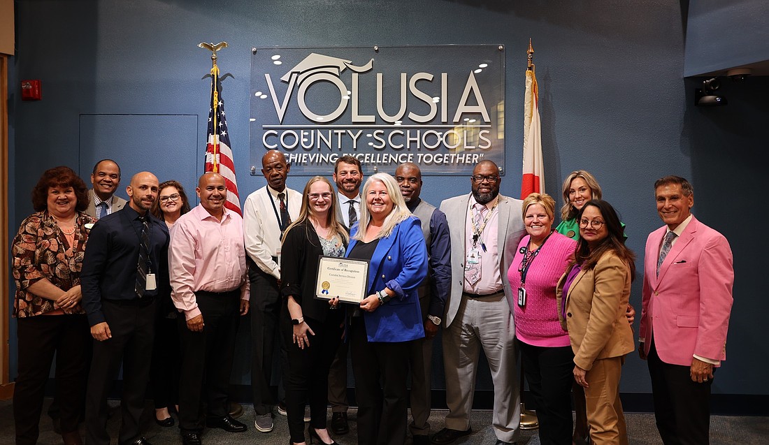 The Volusia County School Board and Custodial Services Division staff. Photo courtesy of Volusia County Schools' Facebook page