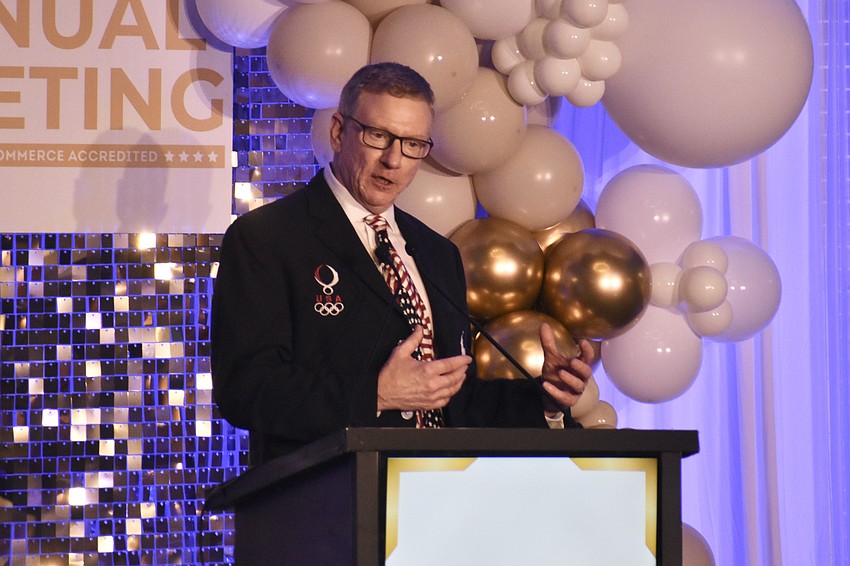 USA Gymnastics Hall of Fame member Kevin Mazeika of EVO Gymnastics was the keynote speaker.