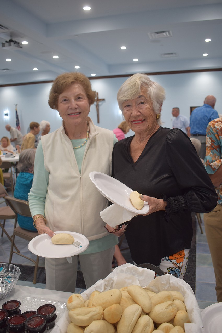 Ronda Montminy and Trudy Katstra at the St. Mary Star of the Sea potluck.