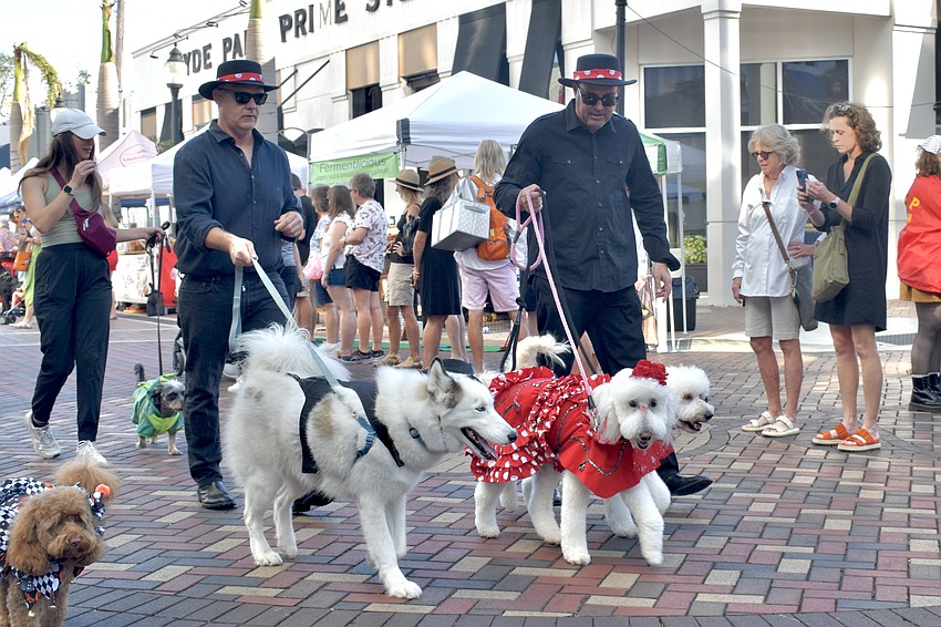 Robert Petrillo, Danilo Zuniga and their dogs Dash, Lulu and Milton came with a Spanish dancer theme.