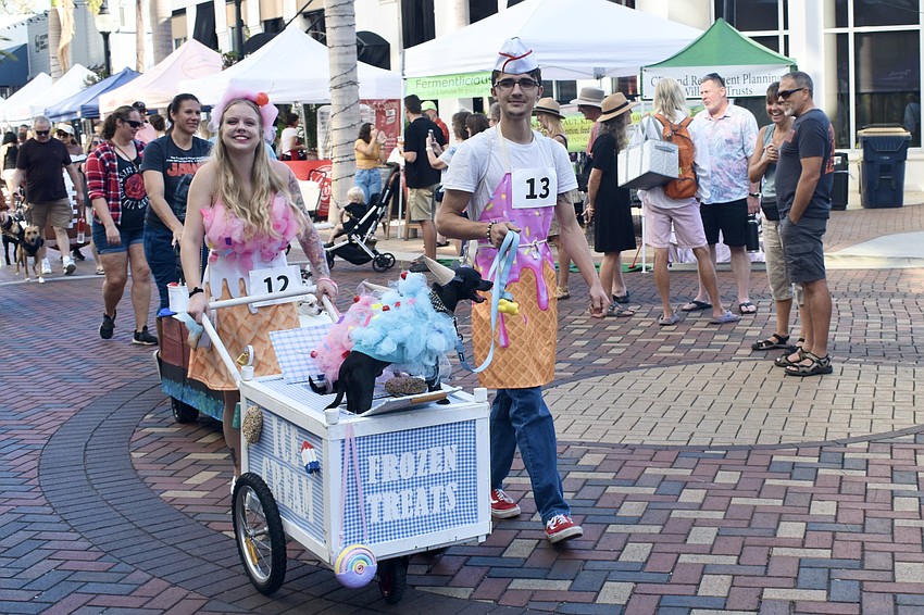 Madi Sparks and Ocean Wolf, and Pepper and Buster, offered the public a treat with an ice cream vendor costume.
