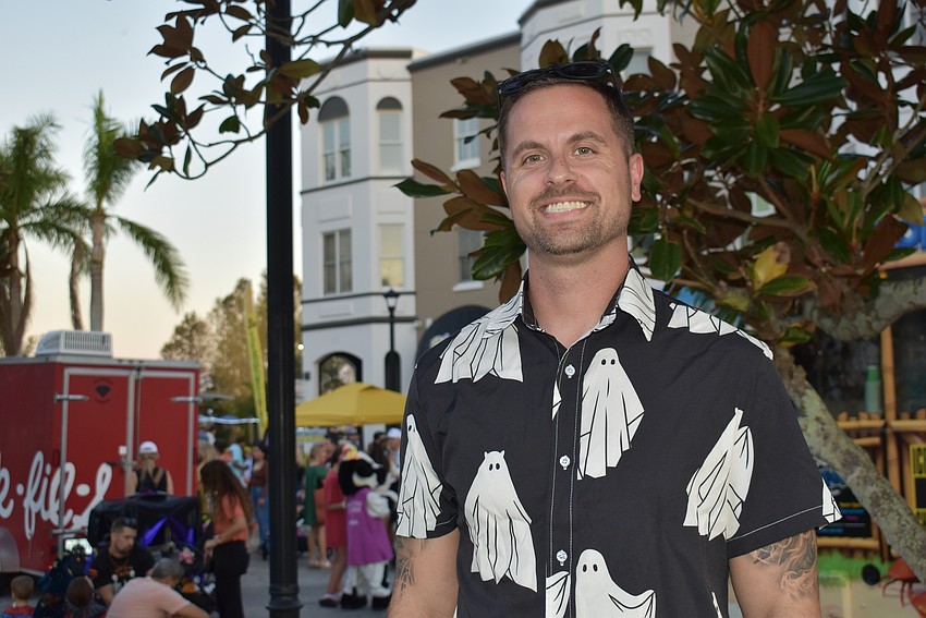 Amazon sells everything, including this ghost buttondown Lakewood Ranch's Kevin Goutos is wearing at BooFest on Oct. 25.
