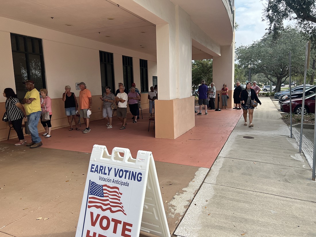 The Flagler County Public Library on Palm Coast Parkway during early voting. Photo by Gavin Baird