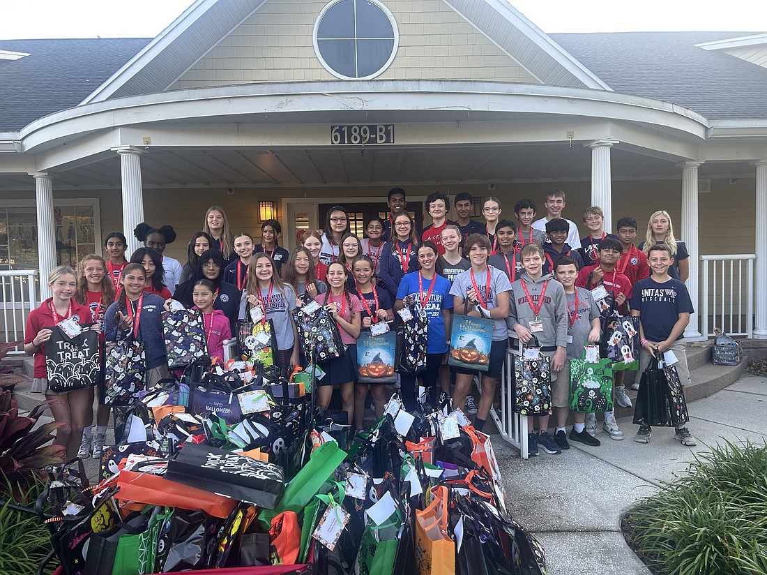 Windermere Preparatory School's middle school SGA representatives collected close to 200 Halloween costumes for students at Hungerford Elementary School.