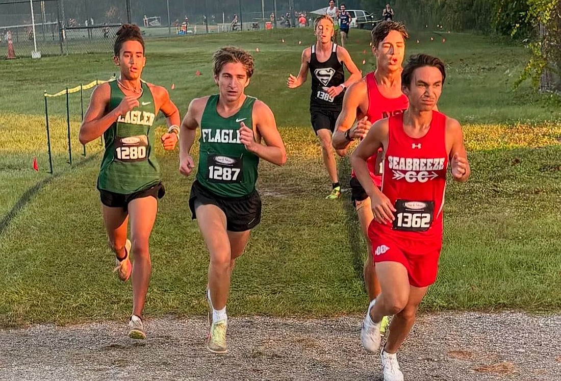 FPC runners Jevin Luna (left) and Braedyn Wormeck at the Five Star Conference cross country championships. Wormeck won the individual title for the second straight year. Courtesy photo