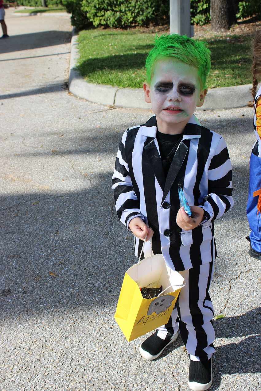His fellow students had to be green with envy over Apollo Truman's costume during the Kiddie Academy Halloween parade.