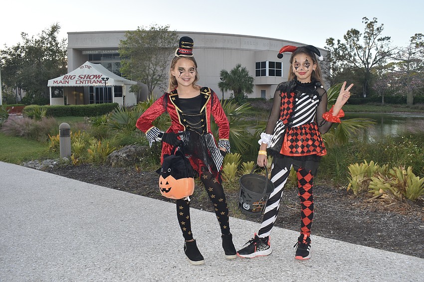 Alyssa Entin, 10 and Victoria Haroutunian, 10, dressed as circus clowns to embrace the circus theme at the Ringling Museum.