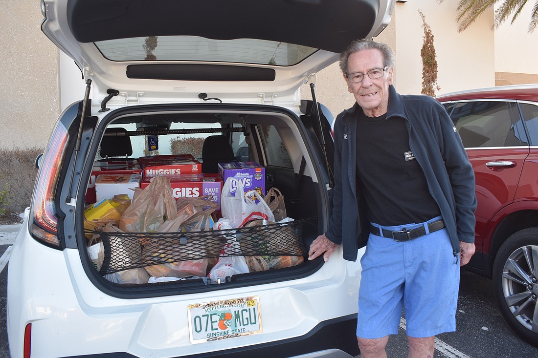 Mike McCullough at the Christ Church hurricane relief food drive.