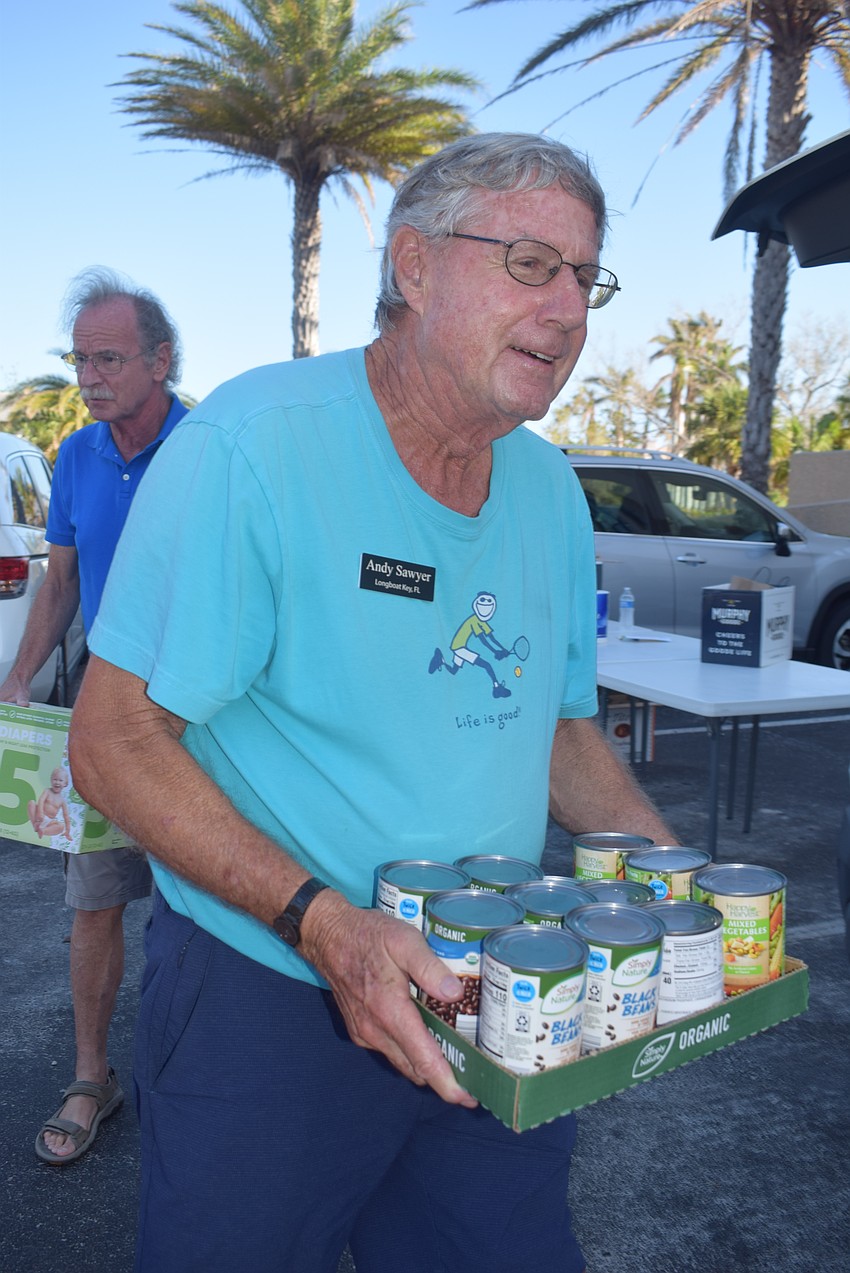 Andy Sawyer at the Christ Church hurricane relief food drive.