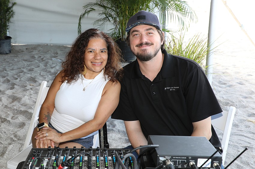 First time emcee Allyson Robertson, and Sights & Sounds master technician Chris Moyer.