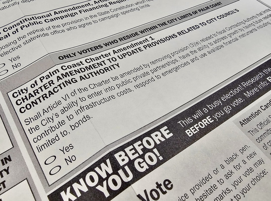 The charter amendment on a 2024 General Election sample ballot. Photo by Sierra Williams