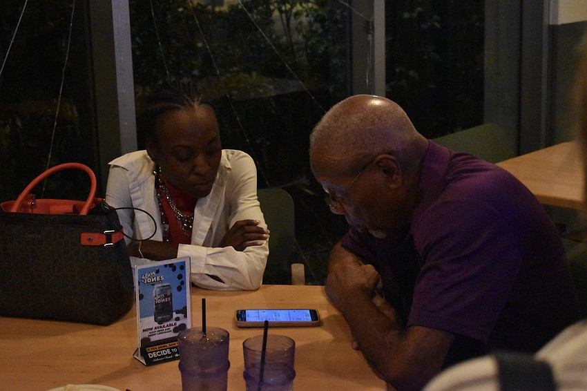 Sequoia Felton watches the results arrive with Jetson Grimes.