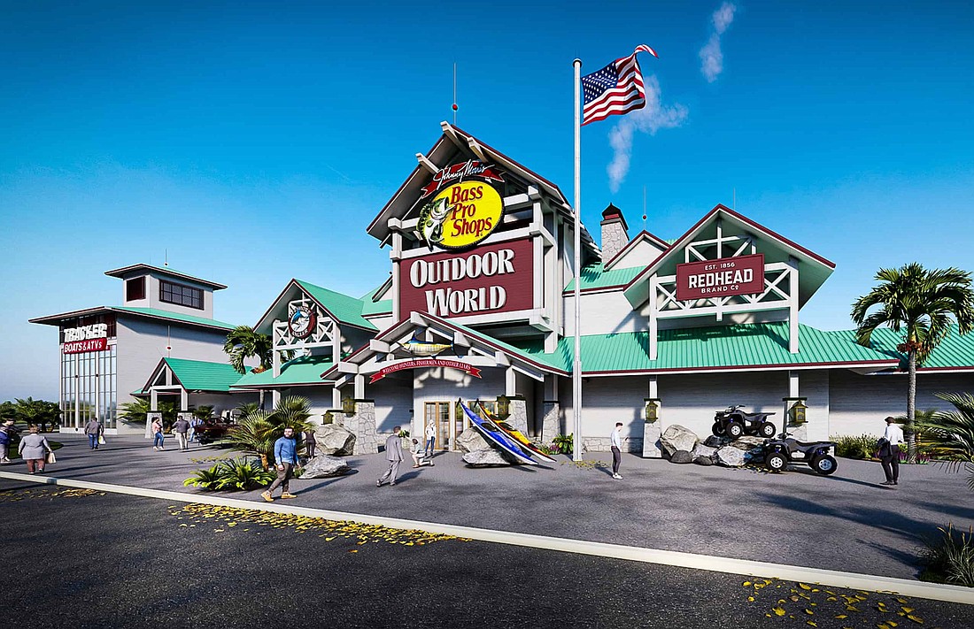 A rendering of the St. Augustine Bass Pro Shops at 355 World Commerce Parkway near Buc'ee's and Costco off Interstate 95.