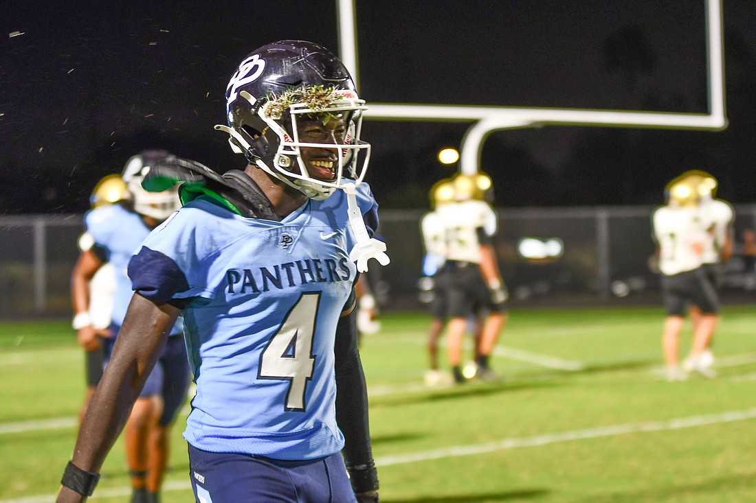 Panthers' receiver Mykel Calixte celebrated after an incredible touchdown catch against East Ridge.