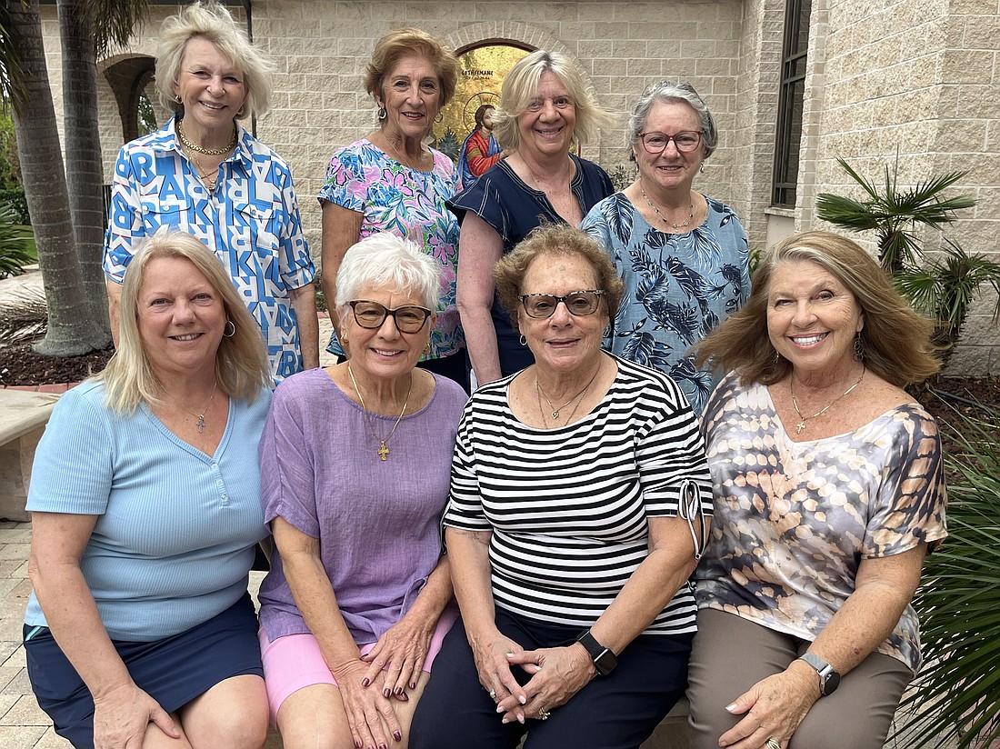 St. Barbara Greek Orthodox Philoptochos members (back) Betty Karras, Pat Trempelas, Peggy Doukas, Connie Gorzelany, (front) Janet Rantis, Marilyn Blazakis, Connie Chalkis and Diane Kontonickas work to make Autumn Fest a successful fundraiser for local nonprofits.