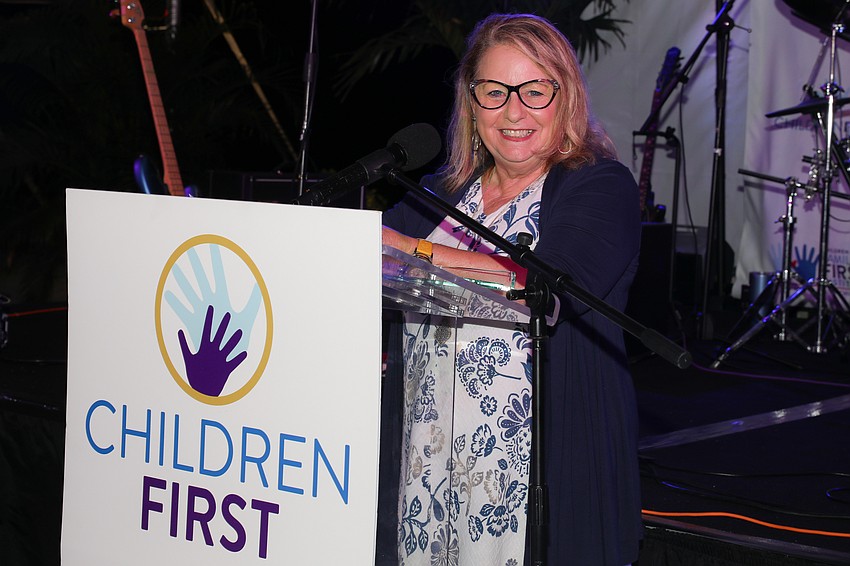 Presenting sponsor JP Morgan Chase's Bonnie Bolton gives heartfelt thanks for the support directed to Children First.