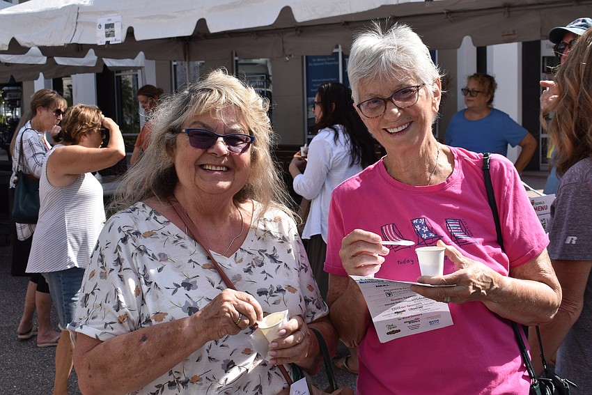 Bradenton's Lisa Lorander and Lakewood Ranch's Joanne Bevers are trying the broccoli cheddar soup from Publix.