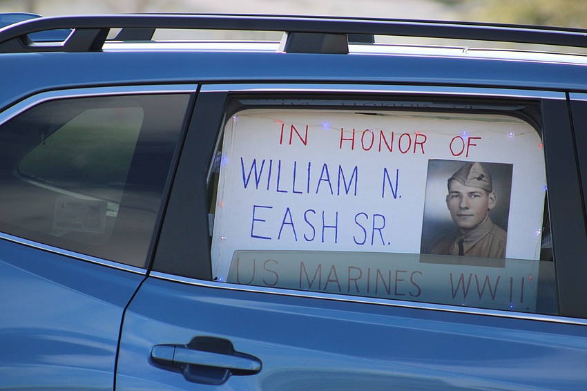 Several of the cars that participated in the parade honored soldiers in the family.