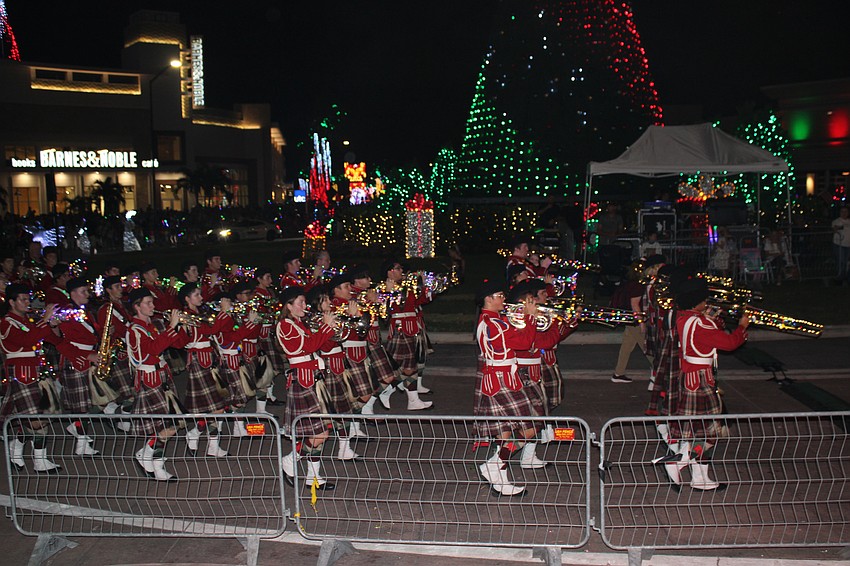 The Riverview High School Kiltie Band was a hit at the Santa's Grand Arrival Parade.
