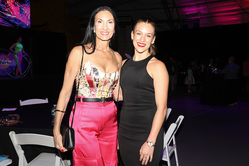 Maria Beck and Rachel Fisk enjoy a night out celebrating Circus Arts Conservatory.