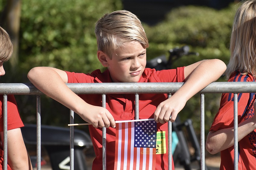 Jack R. of Fruitville Elementary School waits for the parade to begin.