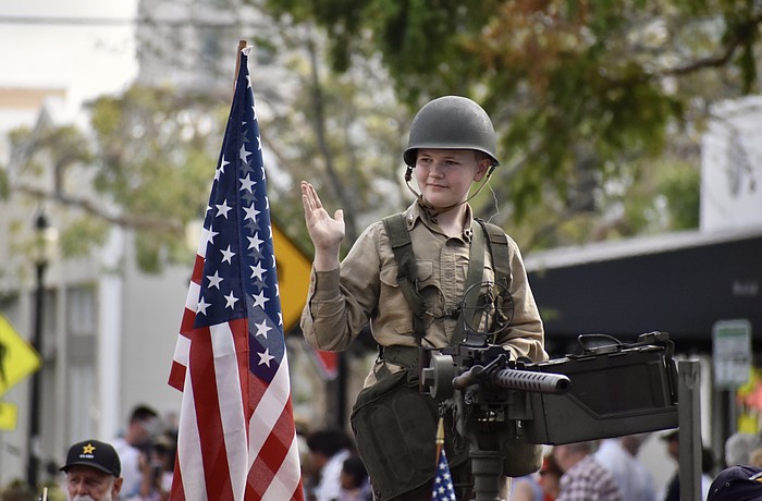 Ethan Parker, 12, rides with the Historic Aircraft Society.