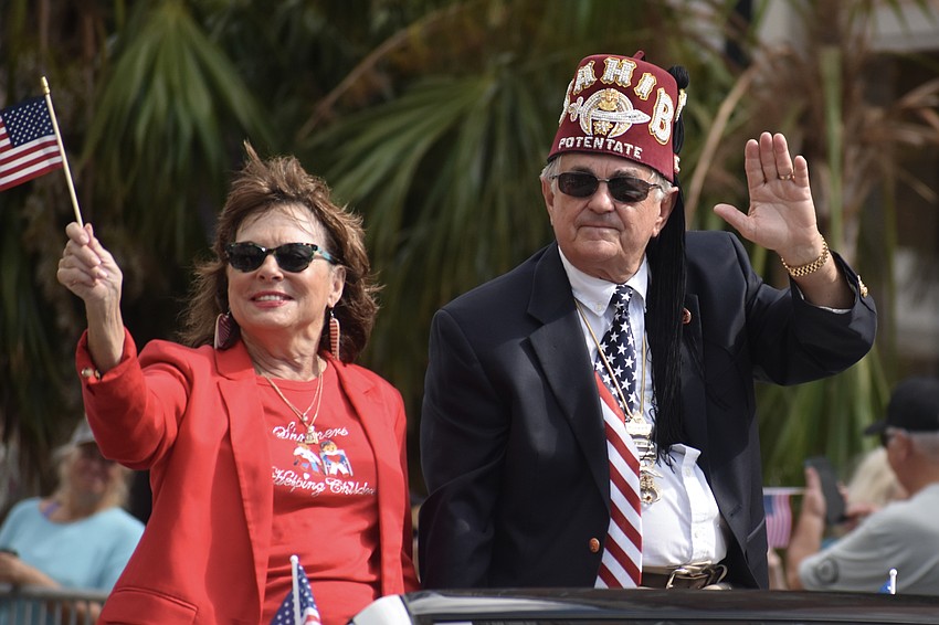 Jana Metheny and her husband, Potentate Frank Metheny of Sahib Shriners, appear in the parade.