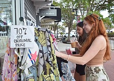 Locals Annabeth Howton and Jenna Barnett at the St. Armands Circle Art Festival.