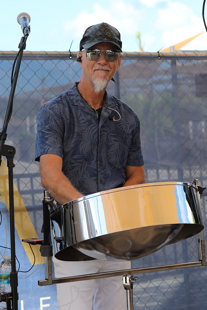 Drummer Tom Heiden entertains guests with his smooth, cool calypso sounds coming off the steel drum.