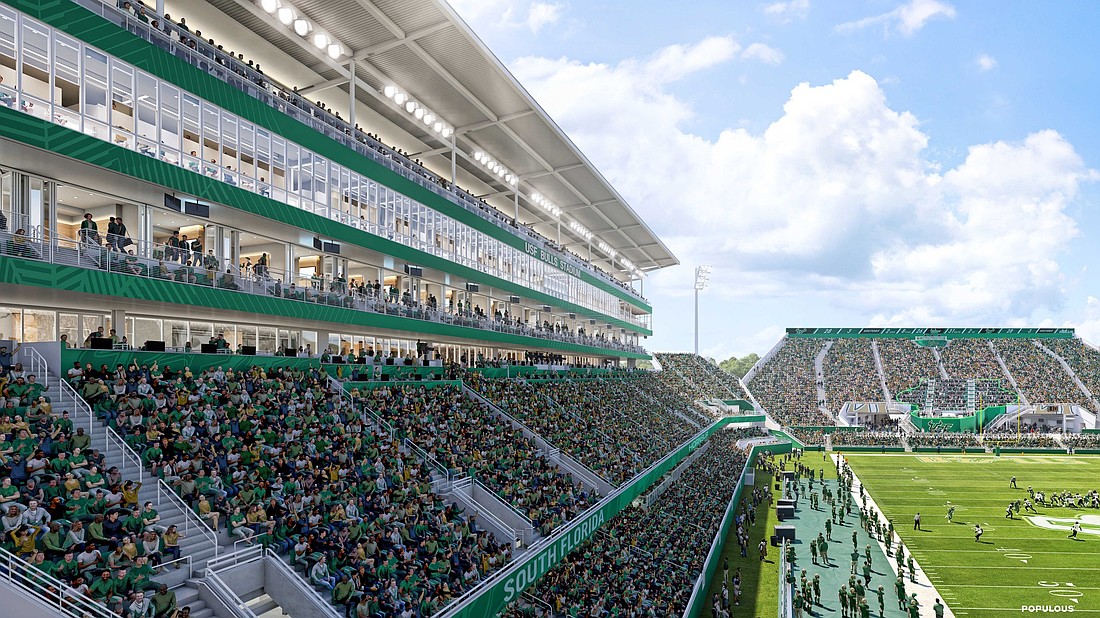 A computer rendering of the USF Stadium slated to open in 2027.