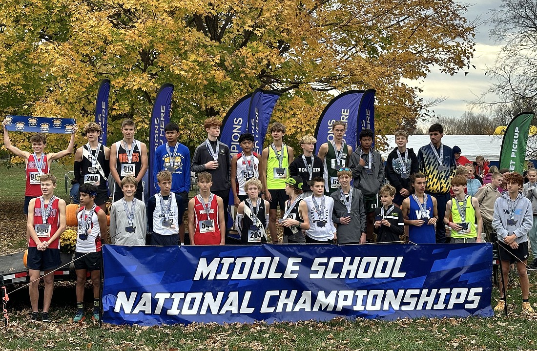 Douglas Seth, back row, right, at the Middle School National Cross Country Championships. Courtesy photo