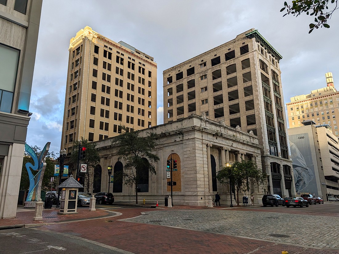 The Laura Street Trio of historic buildings at Forsyth and Laura streets in Downtown Jacksonville are shown Nov. 11, 2024.