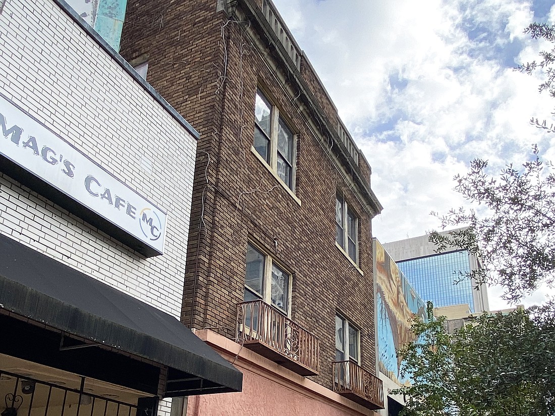 Referred to as Juliette Balcony or Juliette’s Balcony, the building at 225 N. Laura St. features balcony railings on the two second-story windows facing Laura Street.