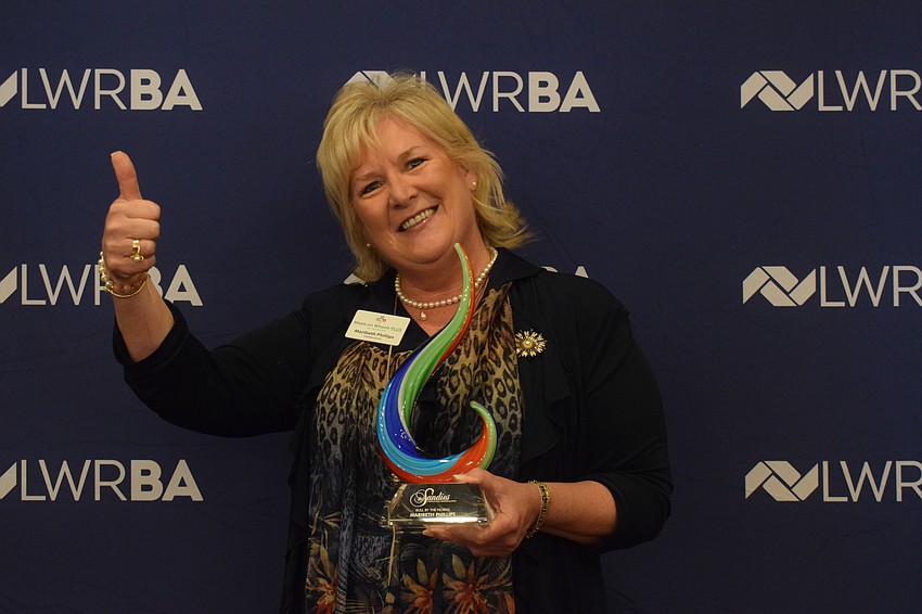 Maribeth Phillips with Meals on Wheels Plus of Manatee says she's shocked to receive the Bull by the Horns award.
