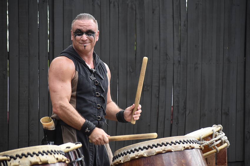 Joe Keit performs for the crowd with Ronin Taiko, a Japanese drum troupe.