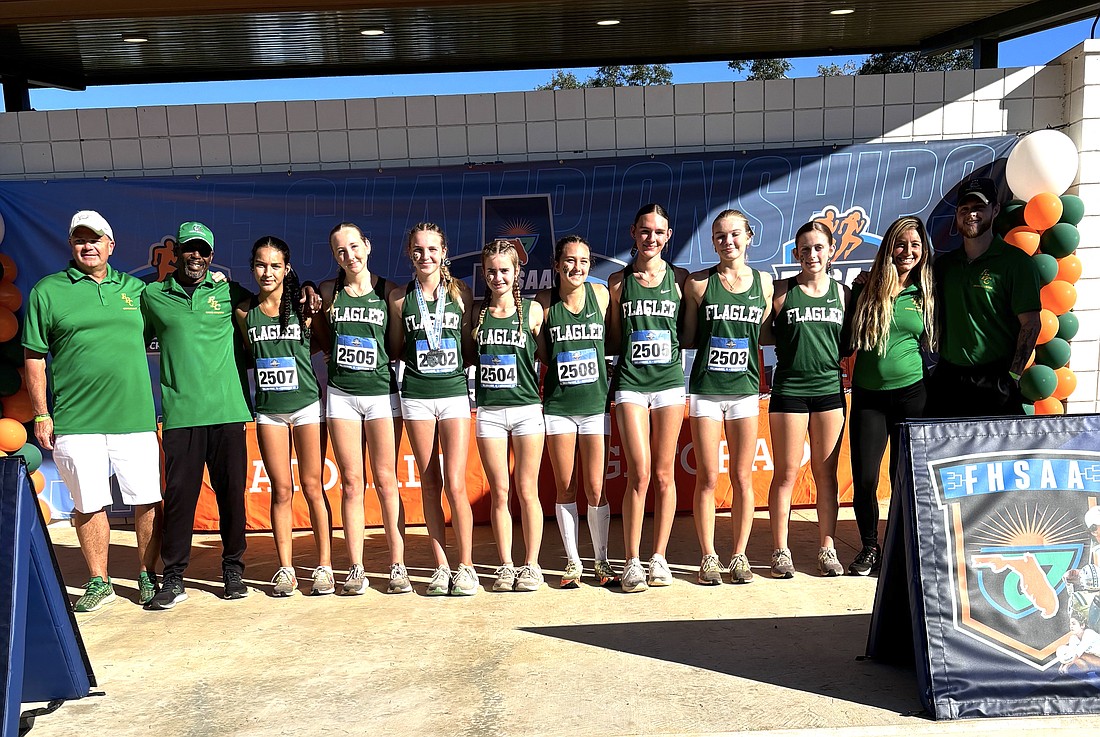 The Flagler Palm Coast girls cross country team placed third at the Class 4A championships. Courtesy photo