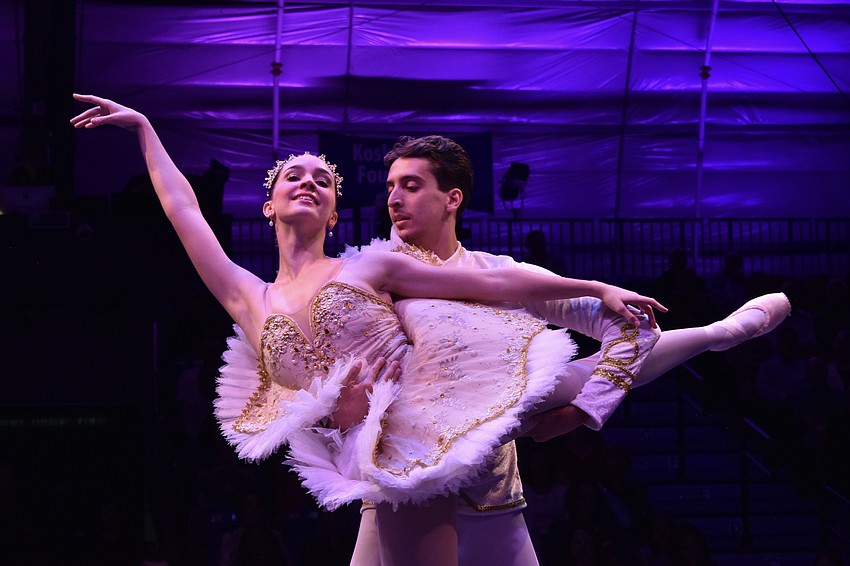 Evelyn Lyman, 21 and Brian Guerrero, 24, from Sarasota Cuban Ballet School perform a scene from 