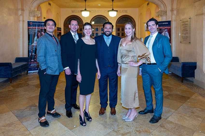 Opera singers Alejandro Luévanos, Luke Harnish, Joylýn Rushing, Jessé Martins, JoAnna Pope and Jake Stamatis