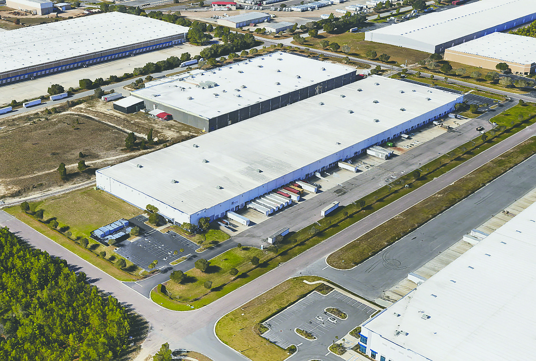 New York City-based Stonepeak bought nine industrial properties in North Jacksonville in November including, left, the warehouse at 780 Whittaker Road. The nine purchases total $191.24 million and 1.841 million
square feet.