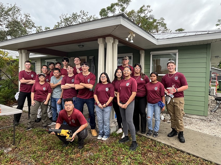 Braden River High School JROTC cadets volunteer for Manatee County Habitat for Humanity. They work on refurbishing a home with hopes of the new owners being able to move in by Christmas.