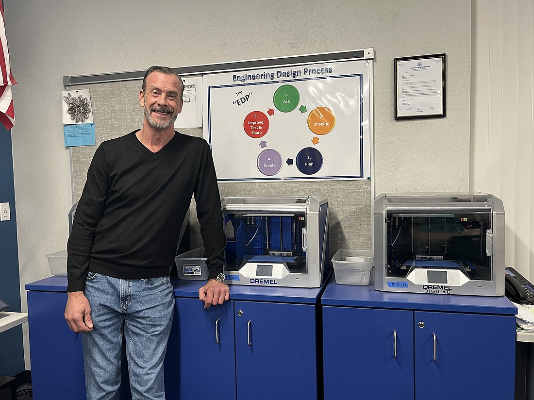 Tom Brugos, the STEM teacher, never thought when he started at Gene Witt Elementary School in 1994 that he would have 3D printers, robots and drones.