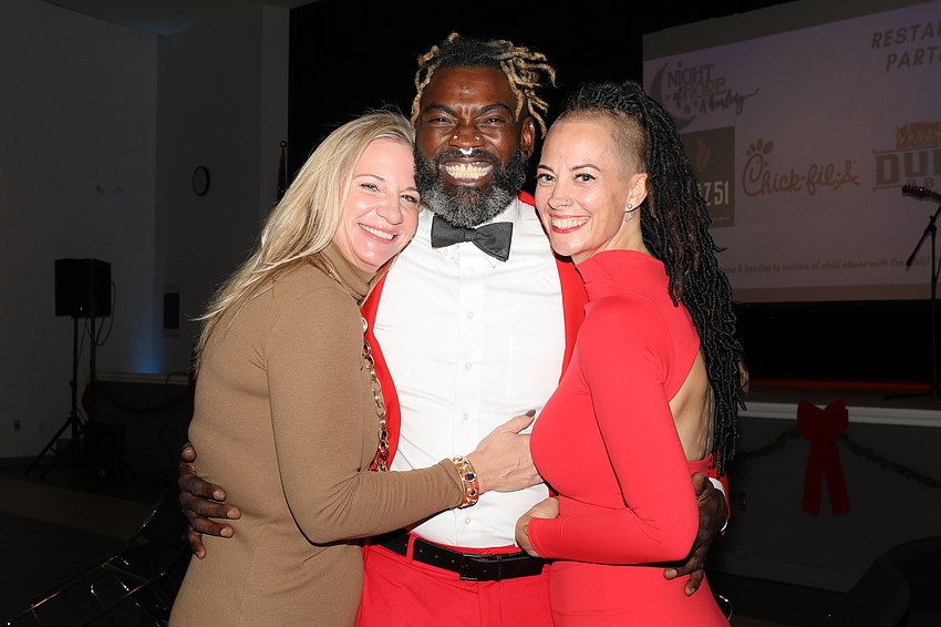 Karen Fordham with Phil and Fawne Adams.