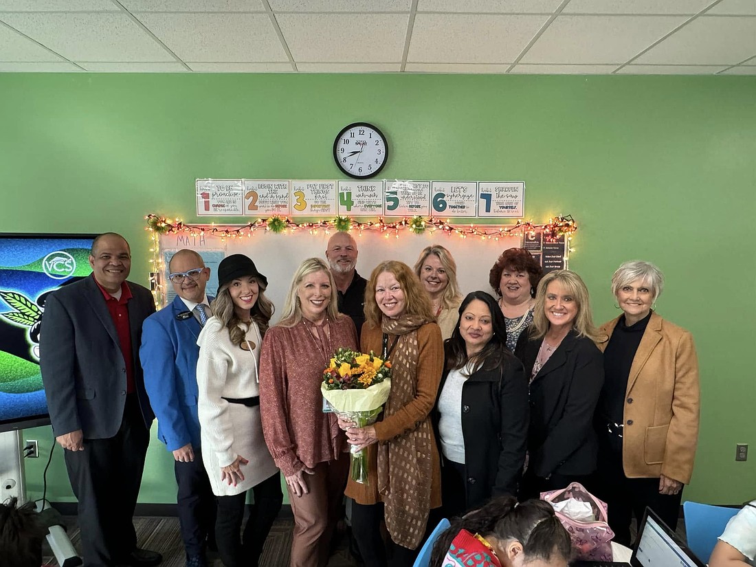 Kelli Chehaitli, center, is named a district finalist for 2026 Teacher of the Year. Courtesy photo