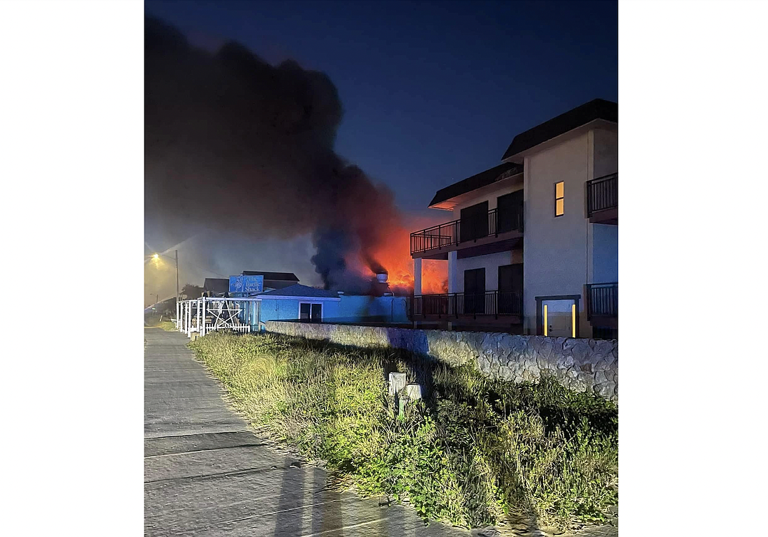 Flagler Beach's Turtle Shack caught fire just after 6 a.m. on Nov. 25, 2024, and has sustained "extensive" damage. Photo courtesy of Java Joint Beachside Grill